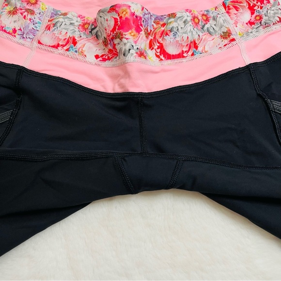 lululemon Cropped Black and Pink Floral Waistband Leggings - Picture 10 of 10